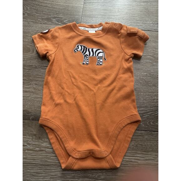 Y2K Janie & Jack Jungle Safari Zebra Bodysuit 12–18M Orange VGUC - Picture 1 of 4